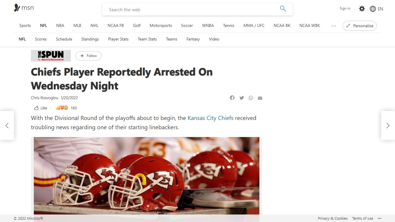 Chiefs Player Reportedly Arrested On Wednesday Night - MSN